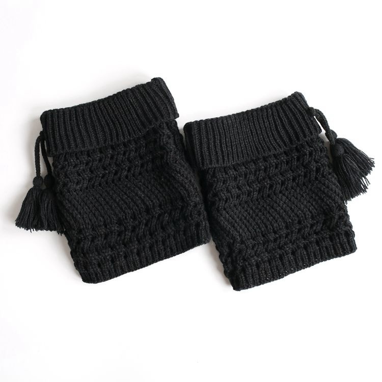 Winter Knit Leg Warmers Crochet Boot Cuffs With Tassel Thermal  Foot Warmer